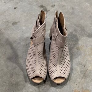 Earth Taupe Perforated Ankle Booties